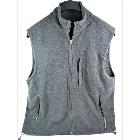 Vertical Mens Gray Full Zip Fleece Vest - Size Large 3-zip Pockets - Picture 1 of 4